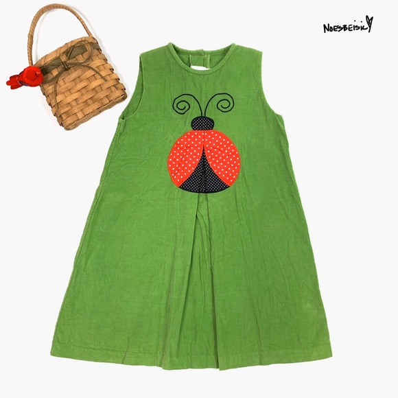 Vintage Other - Zuccini Ladybug Corduroy Flare Smock Dress